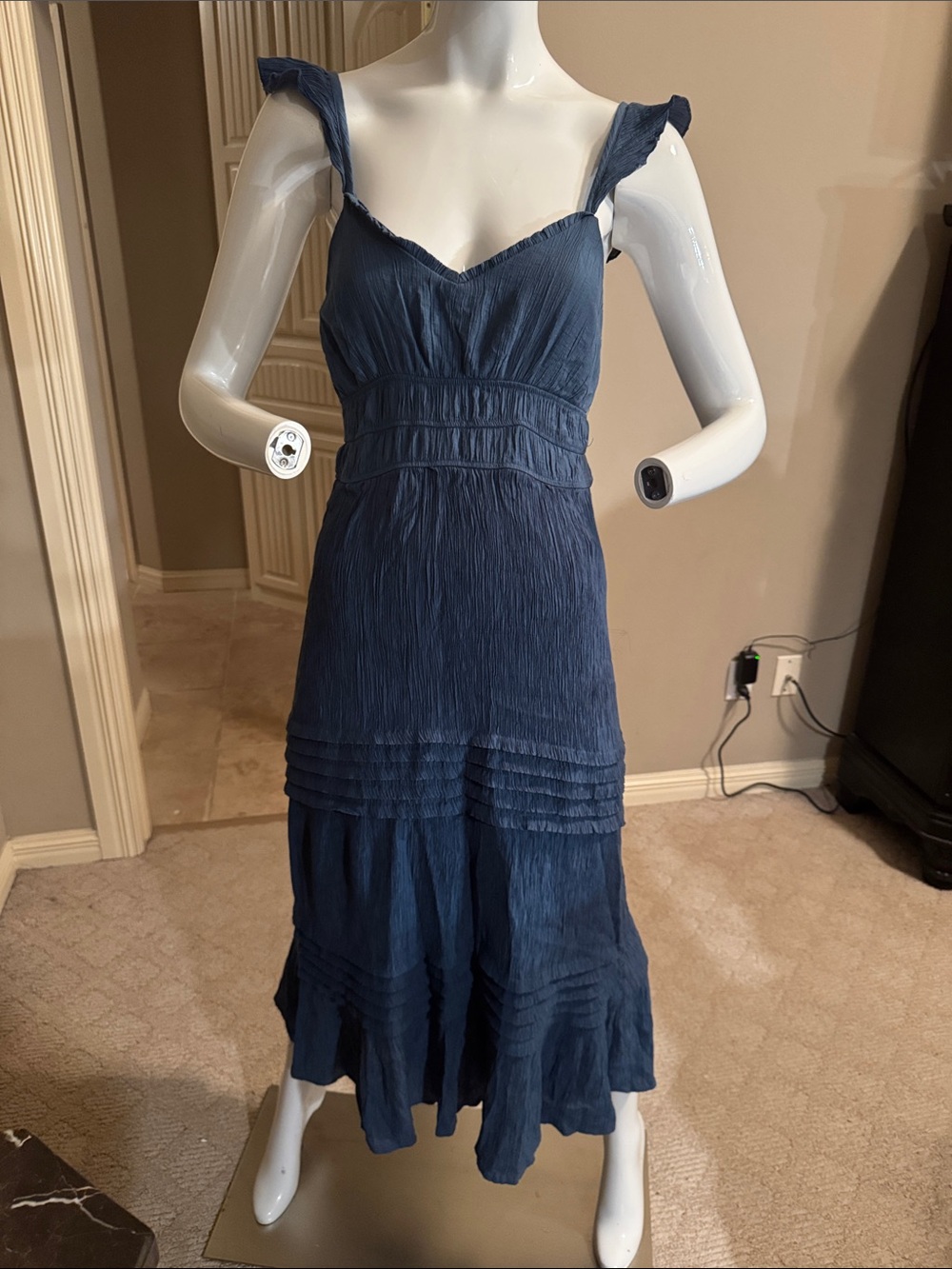 Max+Ash Navy Blue Ruffle Tiered Sundress. Sz XL